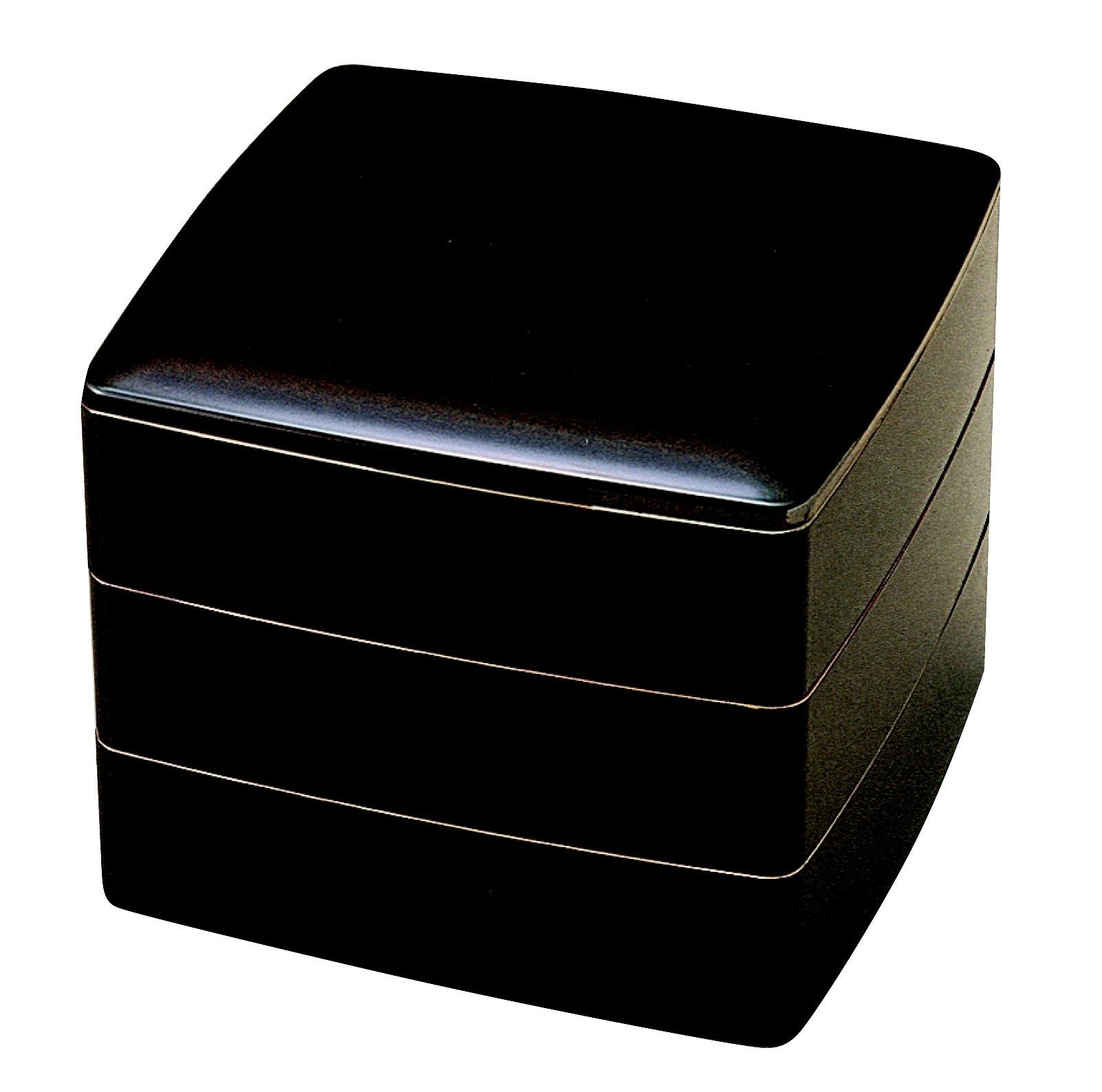

Wakaizumi Lacquerware 3-Tiered Jubako Box, D.X6.5, with Red Lacquer and Gold Rims, H-150-16-A