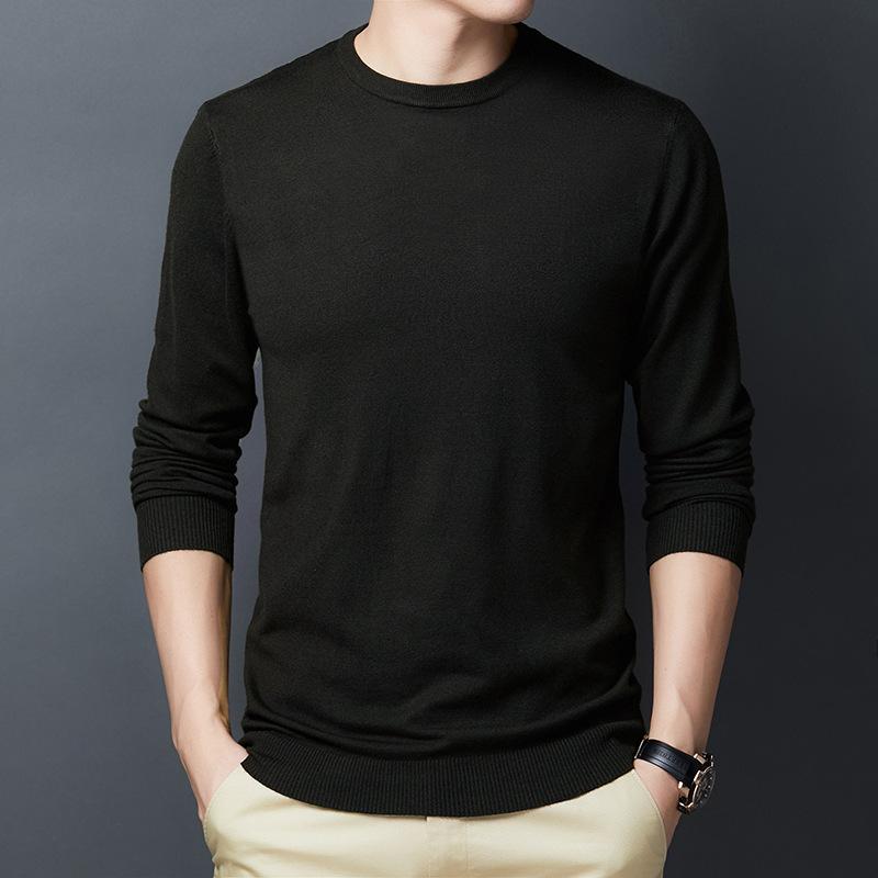 Dünner Pullover mittleren Alters Herren Rundhals Langarm-T-Shirt Pullover Trendy Frühling und Herbst Jugendpullover Herren Wollpullover