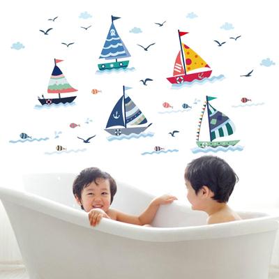 New Waterproof Wall Sticker Boat Home Decor Sailboat Wall Tattoo Bathroom Wall Painting