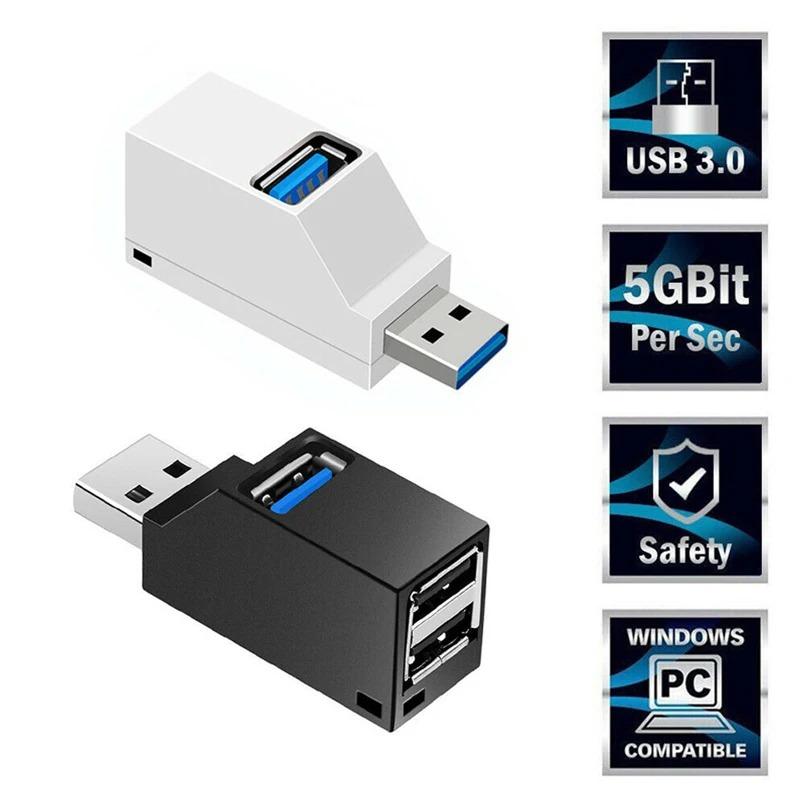 3 Ports USB 3.0 HUB Mini USB Adapter Splitter OTG Adapter 5Gbps High Speed U Disk Reader for Laptop PC