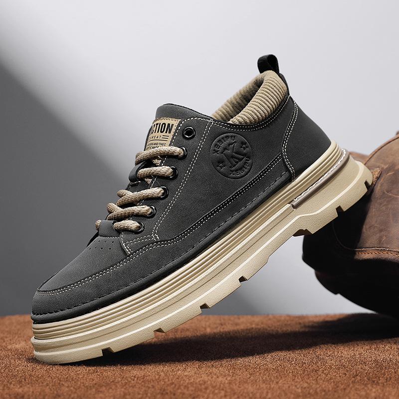 Martin shoes low-top British style ins raw leather shoes autumn and winter leather surface waterproof locomotive board shoes