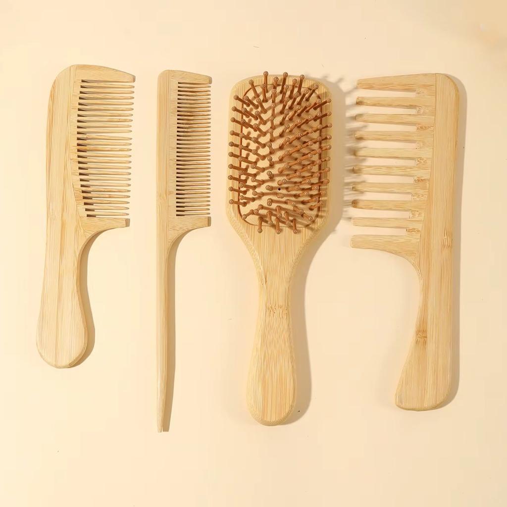 4pcs/set natural bamboo brush massage airbag comb set scalp massage comb for hair growth Special for real hair wigs