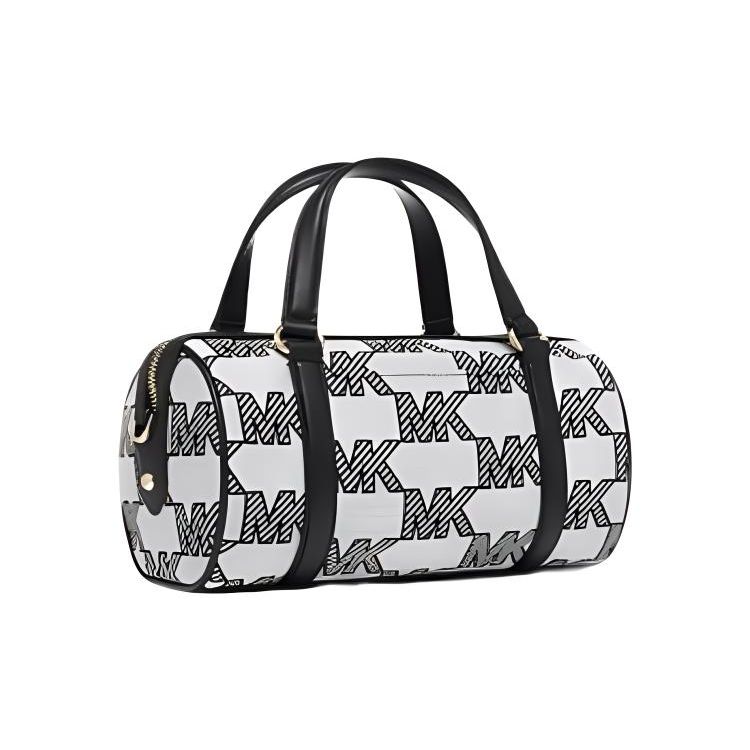 Michael Kors MK Zooey Logo Print Chain Zip Boston Bag Women Handbags Black Gray 35S3G3ZM6J-001