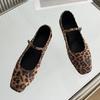 Fashion Big Size 43 Footwear Leopard Print Women Mary Janes Shoes Female Designer Shallow Fashion Buckle Strap Ladies Flat With Shoes