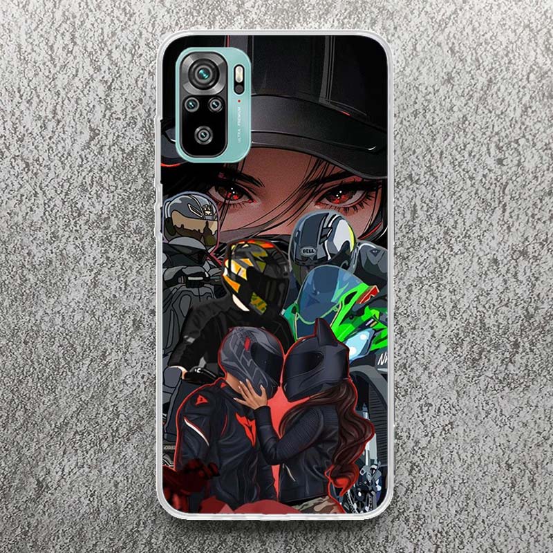 Motorcycle Rider Helmet Print Soft Case for Xiaomi Redmi Note 14 13 12S 11S Phone Shell 10 Pro Plus 11E 11T 12 11 10S 5G Cover