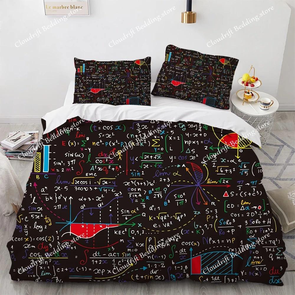 Mathematical Formula Duvet Cover Set King Queen Full Size microfiber Bedding Set for Kids Teens Comforter Cover with Pillowcase