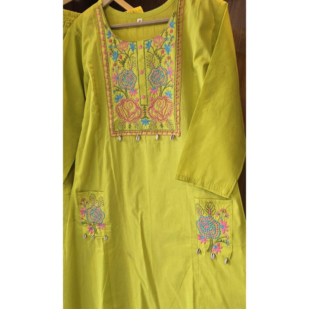Indian Women Cotton Kurti Pant Dupatta Set Bollywood Ethnic Salwar Kameez Kurta
