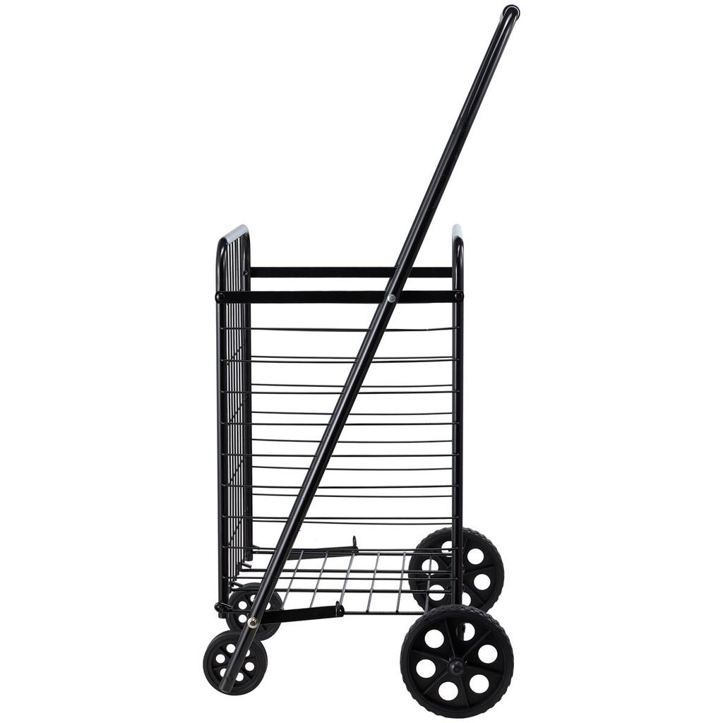 Shopping Cart, Folding Grocery Utility Cart with Swivel Wheels, 40.8 kg Large Load Capacity, Heavy Duty Rolling Laundry Basket Butler for Laundry,