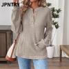 JPNTKY Women's Fashion Casual Solid Color Print Long Sleeve Blouses & Shirts