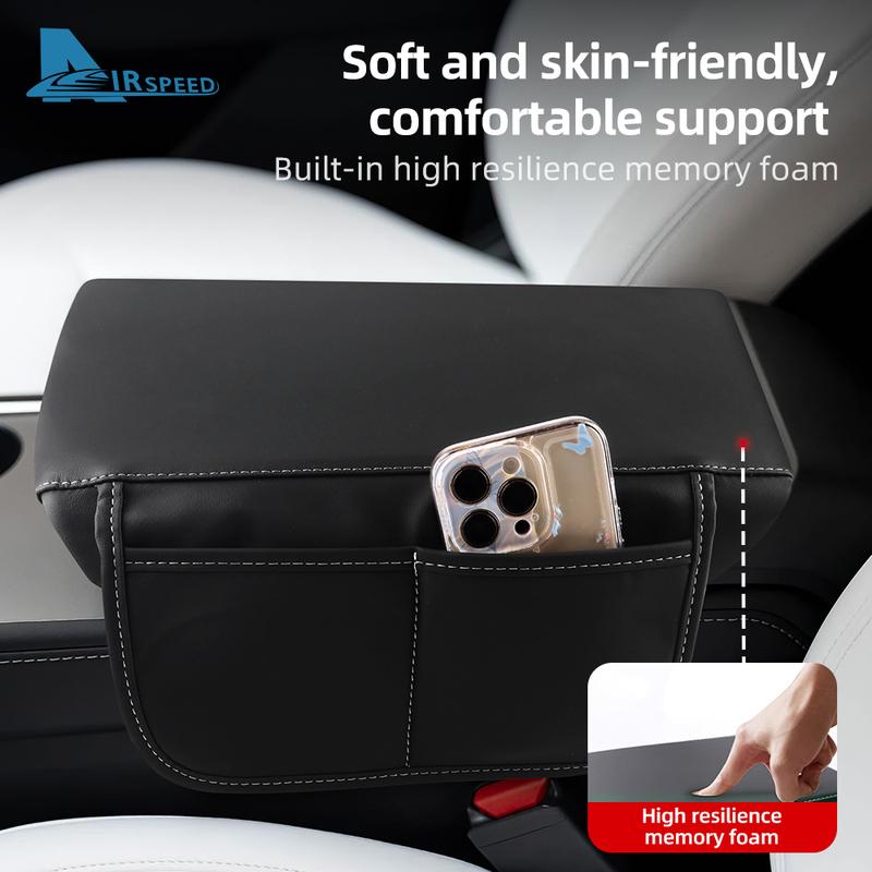 Leather Armrest Box Protective ABS Cover For Tesla Model 3 Model Y 2017- Highland 2024 Juniper 2025 Arm Rest Lid Accessories