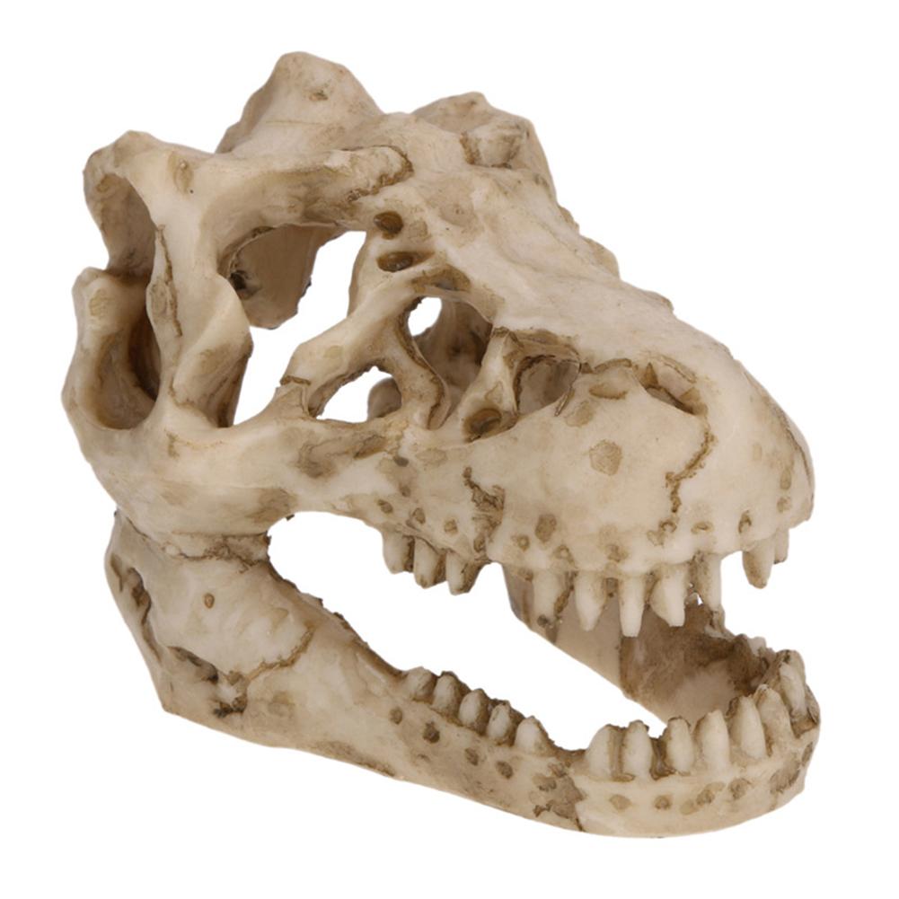 Reptile Dinosaur Skull Statue Ornament Hide Cave Shelter House For Aquarium Fish Tank Landscape Decor