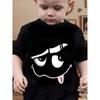 European Size Boys Round Neck Short Sleeved T Shirt with Fun Face Pattern