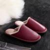 Fashion Autumn and winter slippers for men and women indoor leather slippers for home leisure thickened top layer leather slippers