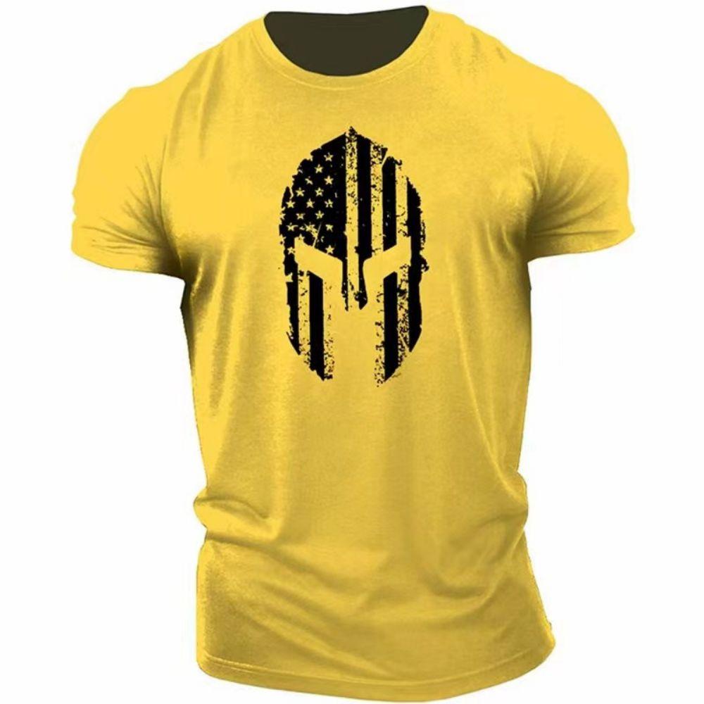 Spartans Men's Retro Pattern 3D Printed T-shirt Fashionable Street Trend Round Neck Top Simple Casual Daily Versatile Short Sleeved Clothing
