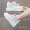 Fashion 8cm Lace Air Mesh Chunky Sneakers Wedge Platform Breathable Hollow Vulcanized Summer Spring Fashion Cow Genuine Leather Ladies