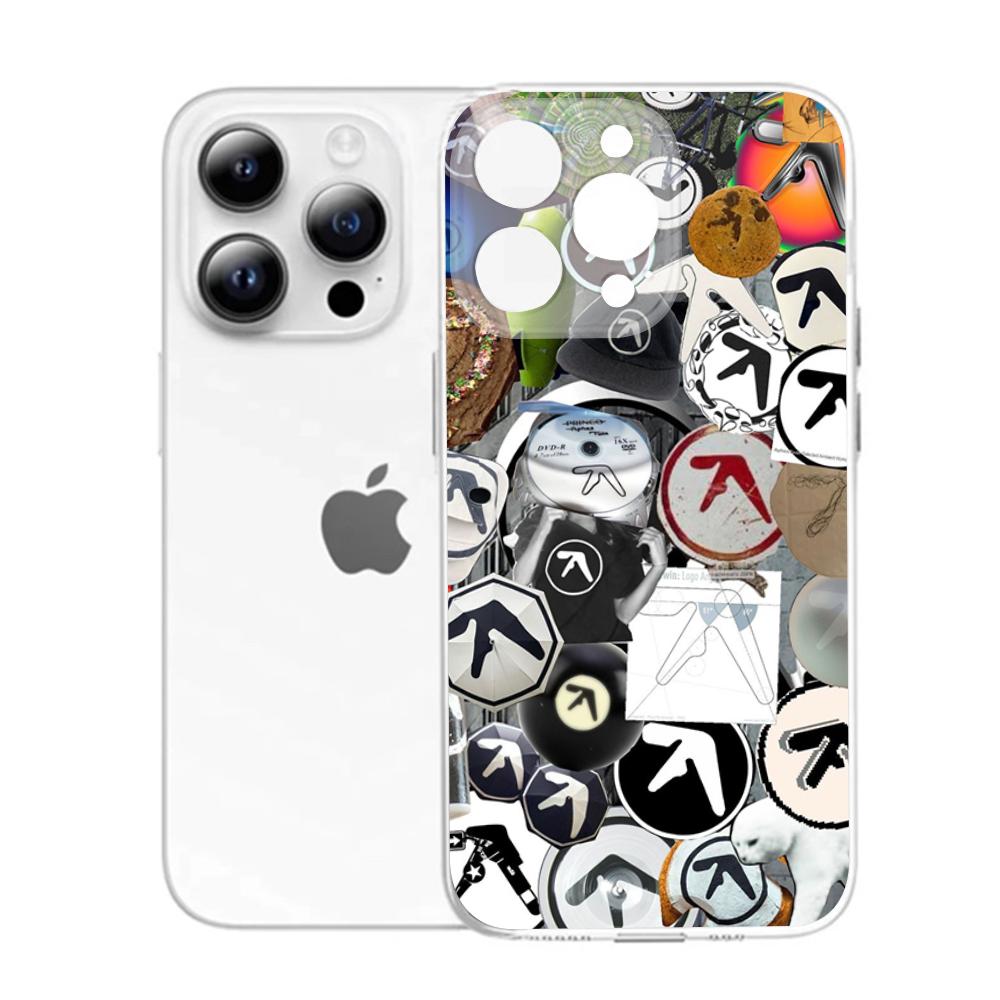 Aphex Twin Logo Art Phone Case For iPhone 16,15,14,13,12,11 Pro,Max,Plus,X,XS,XR,SE,Mini Transparent Silicone Soft