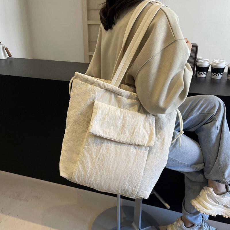 Unique Single Shoulder Cord Bag for Ladies  High Capacity  Leisure Time  3D Pocket  Versatile Bag  Simple  Solid Color  New