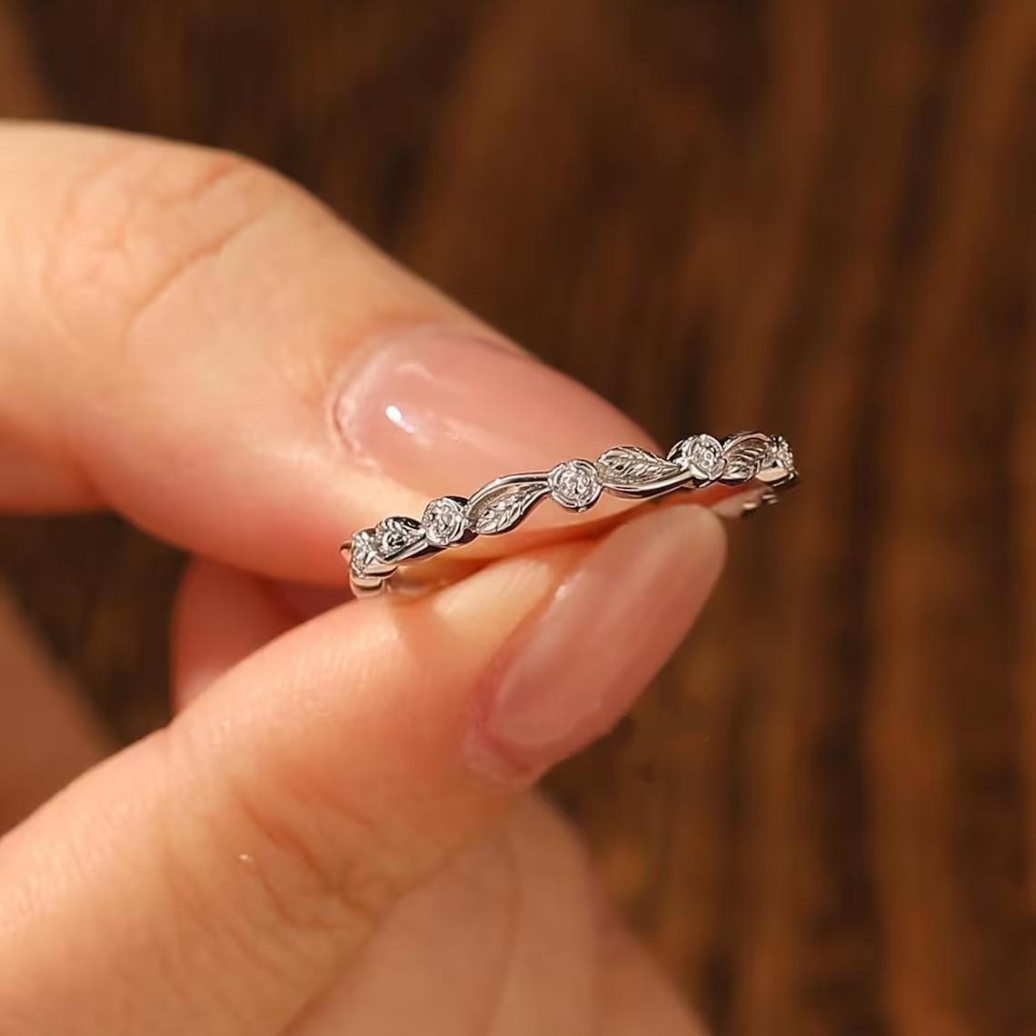 Silver S925 French Luxury Camellia Ring: Retro European & American Style Women s Fashion Accessory US Size 6