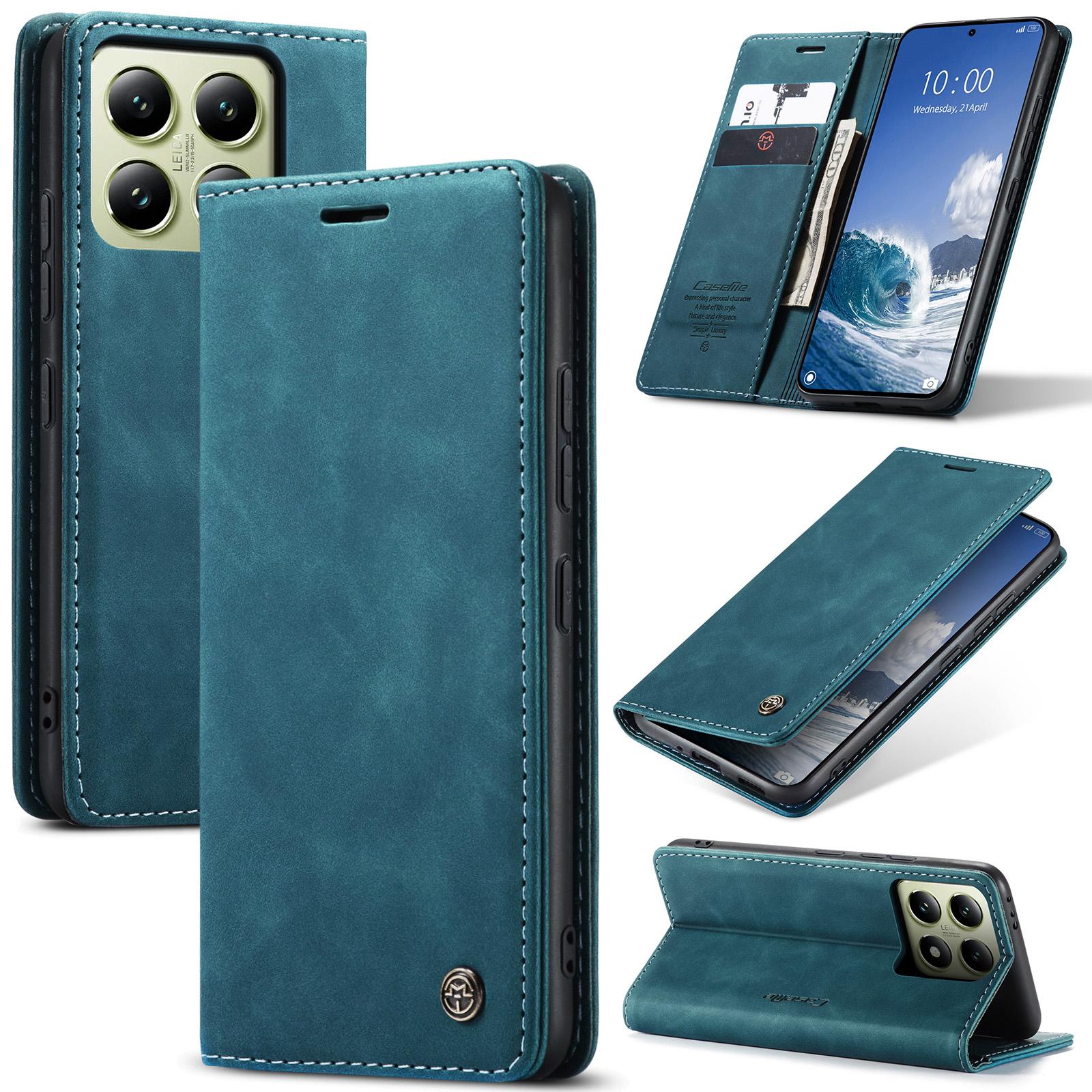 

Для Xiaomi 14T Чохол CASEME Серії 013 Тримач для карток Підставка Шкіряний Чохол для телефону Blue