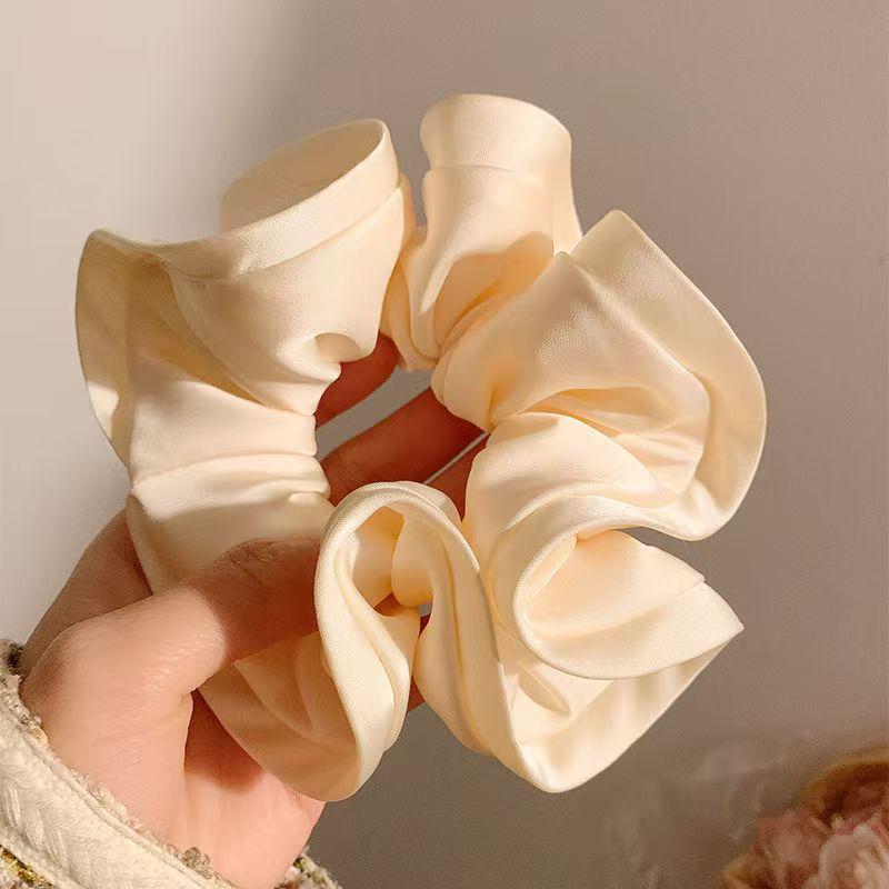 Korean Style Red & Blue Color Block Plaid Hair Tie – Cute Childlike Large Scrunchie