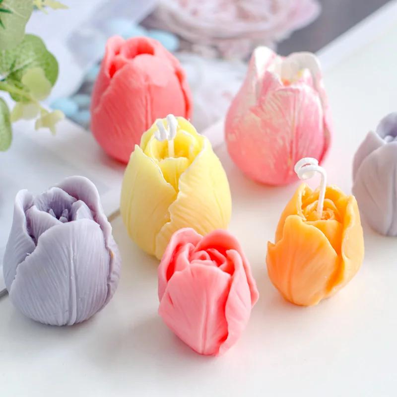 3D Tulip Candle Mold Handmade DIY Flower Soap Silicone Mold Chocolate Cake Silicone Mold Soap Forms Soap Making Supplies