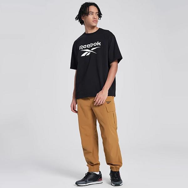 Reebok Logo Print Sports Casual Short Sleeve T-Shirt Unisex Tops Black 24SRM409UGH0