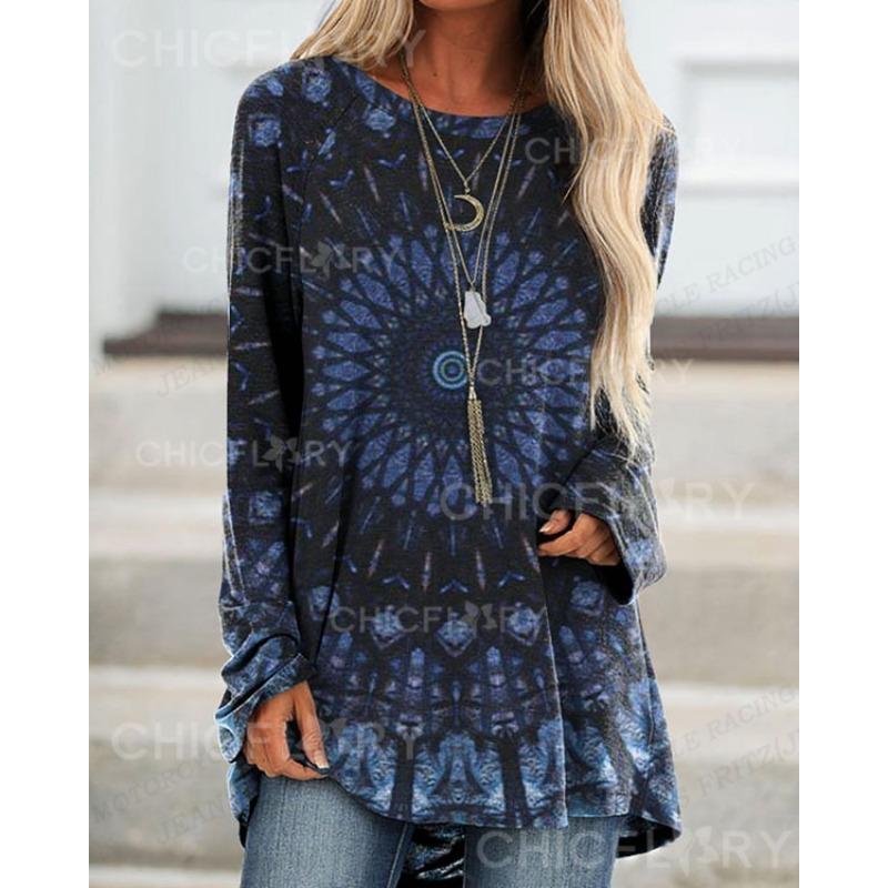 Vintage T Shirt European Pattern 3d Print T-shirt Women Fashion T-shirts Long Sleeve Tops Tees Harajuku Tshirt Ladies Tops Y2k