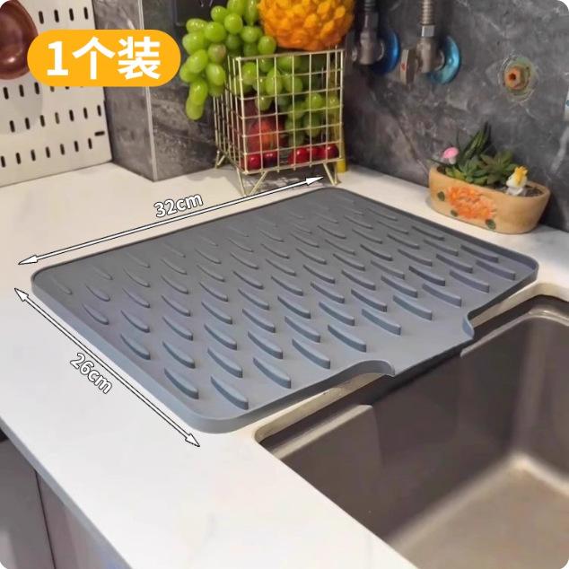 Silicone Dish Drying Mat Kitchen Sink Draining Mat Non Slip Dish Rack Mat Durable Silicone Water Drainage Mat for Kitchen Countertop One Size