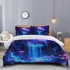 Temu Fantasy Night Waterfall Forest Digital Printing Quilt Set Three-Piece Home Textile Kit