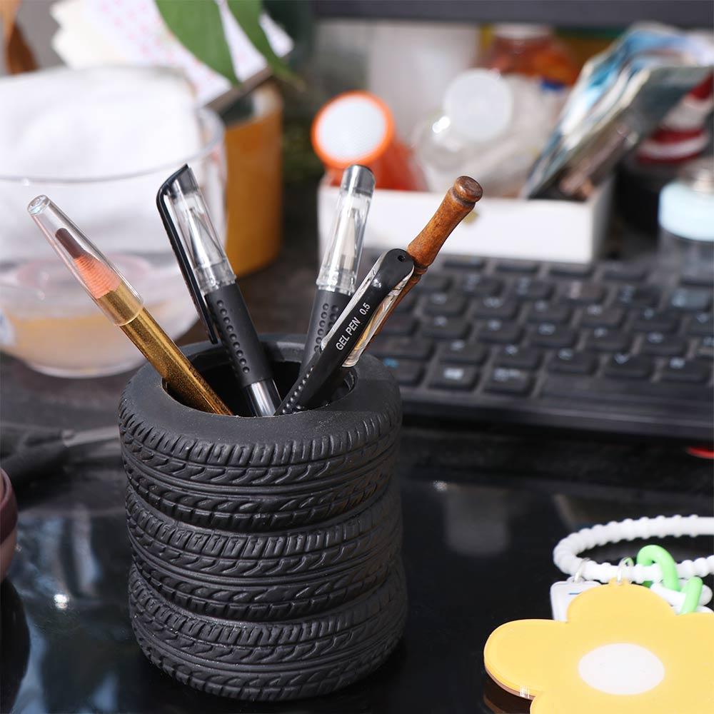 Stationery Storage Tire Shaped Pen Holder Black Stack Box Pencil Holder School Supplies
