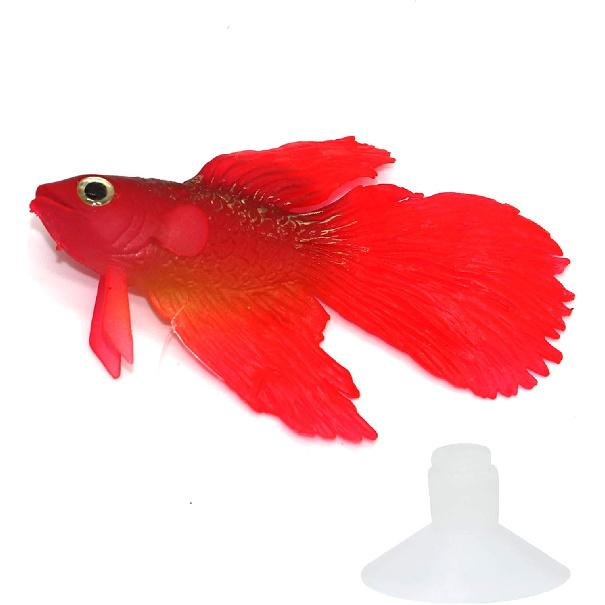 Artificial Silicone Betta Fish Tank Decoration, Aquarium Fake Fish High Simulation Lifelike Floating Betta Fish Tank Ornament