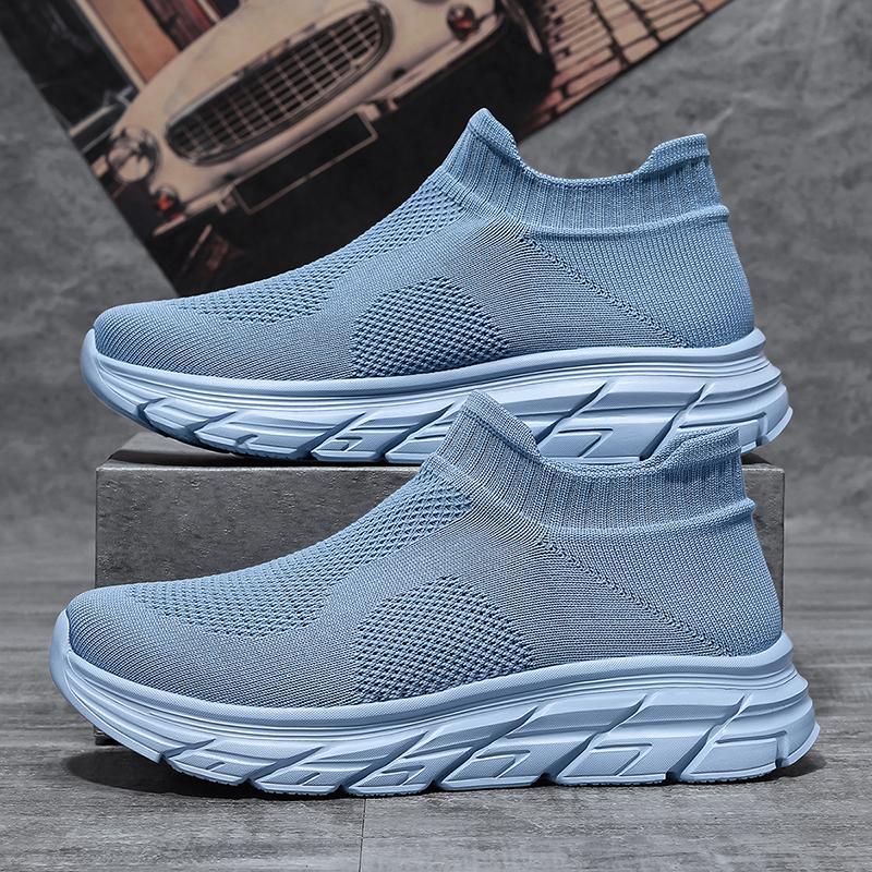 Green Cheap Knitted Man Sneakers Couple Size 35-46 Lightweight Men's Casual Sneakers Slip-on Comfortable Running Shoes For Men