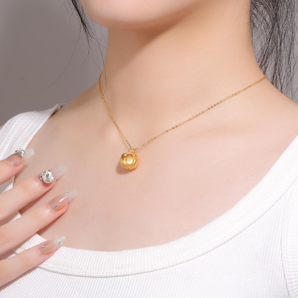 S925 silver Hetian jade pendant, national tide style lucky bag necklace, women's niche lucky character collarbone chain, light luxury high-end jewelry
