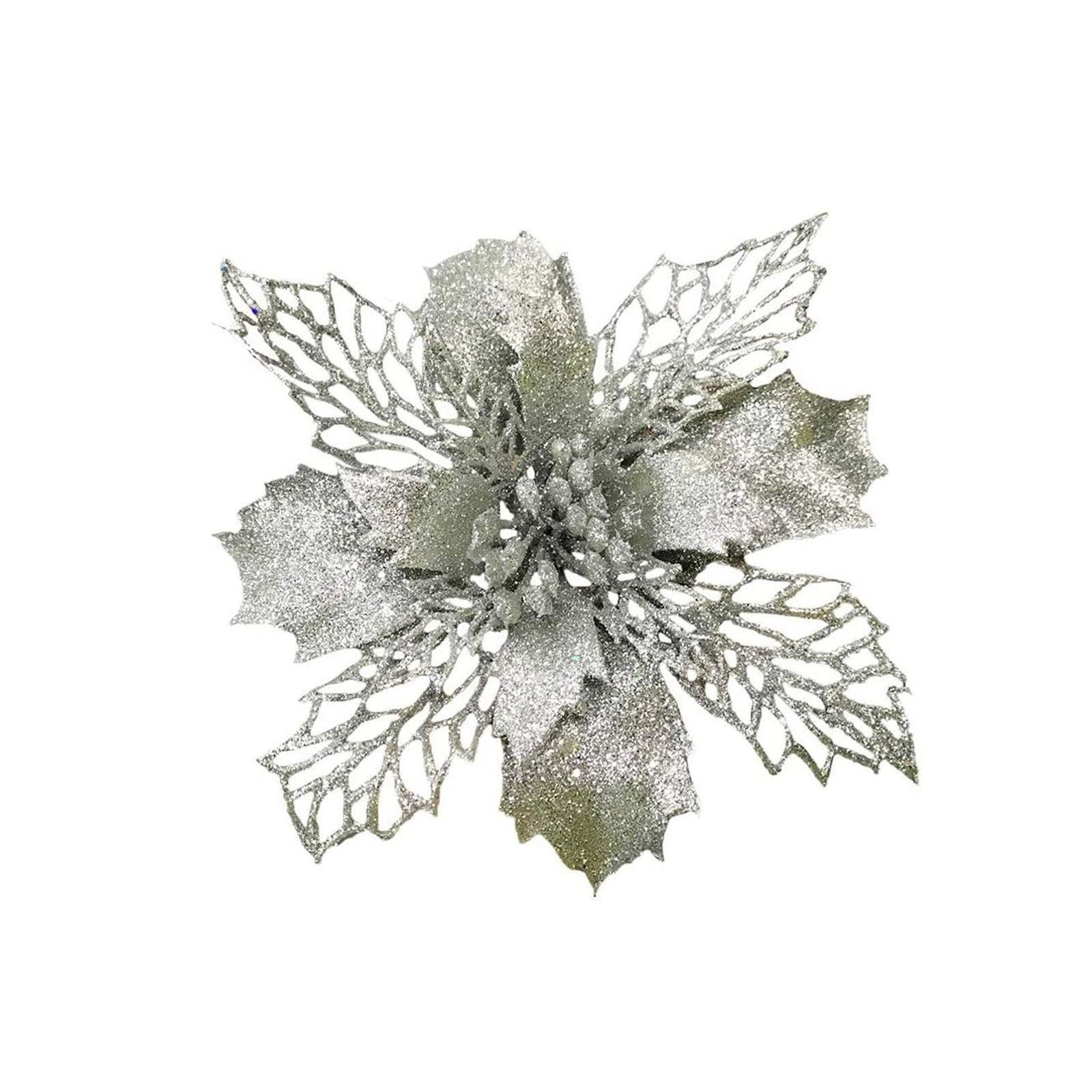 

1 шт. Искусственное украшение на рождественскую елку, сверкающие аксессуары для цветов на рождественскую елку (Серебряный) One Size