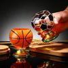 Hand Painted Spinning Sports Ball Whiskey Glass Rotating Base Cocktail Glass Mug  Game-day Party