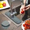 Kitchen Faucet Absorbent Mat Sink Splash Guard Microfiber Faucet Splash Catcher Countertop Protector With Button 2 Size Choose
