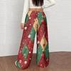 Women's Casual Fashion Christmas Print Elastic Waist Loose Plush Wide Leg Pants