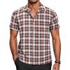 Comfortable Men's Short Sleeved Button Up Shirt Checkered Button Up Shirt Casual Work Shirt Summer Fashion