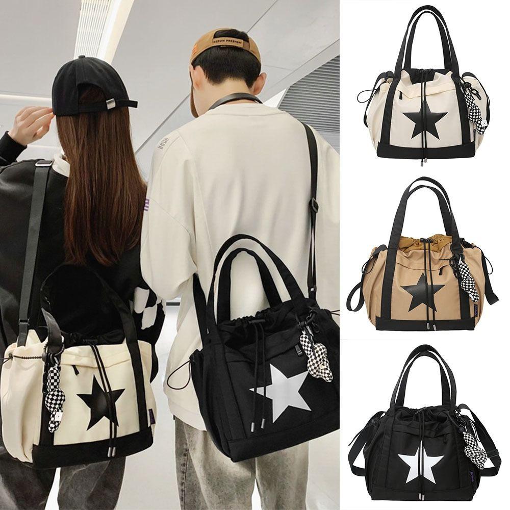 Nylon Star Tote Bag Drawstring Y2K Crossbody Bag Kawaii Large Capacity Shoulder Bag  Outdoor