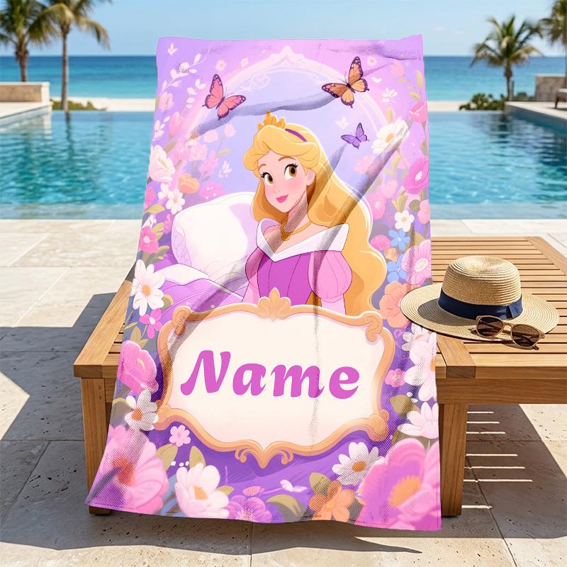 Custom Name Princess Garden Stylish Digital Printing Beach Towel Quick‑Drying Absorbent Blanket for Beach Pool Gym Travel