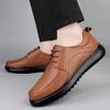 Fashion Fashion Mens Casual Flats Outdoor Man Solid Color Walking Shoes Lace-Up Versatile Business Shoes Genuine Leather Men's Sneakers