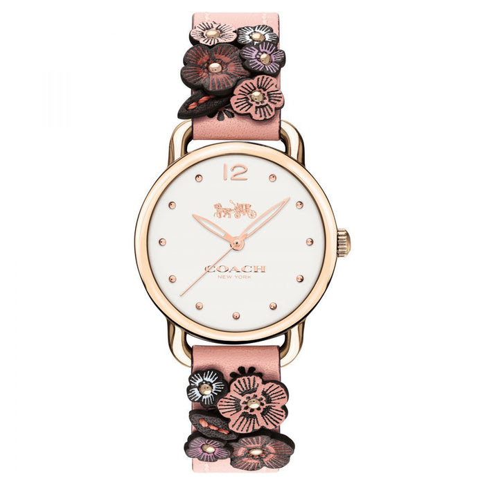 

Coach Delancey Leather Women s Watch рожевий