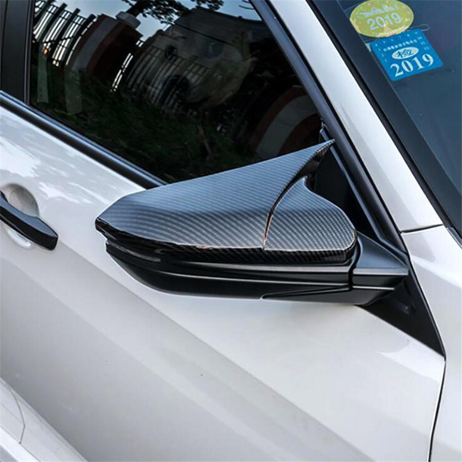 Side Mirror Cover Trim Cap Fit For Honda Civic 10Th 2016 2017 2018 Carbon Fiber Look