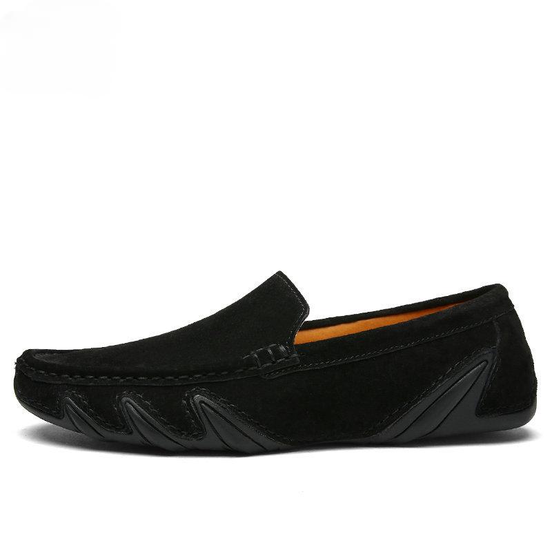 Plus Size Genuine Leather Made Korean Trendy Versatile Casual Shoes Slip-on Lofter Driving Shoes