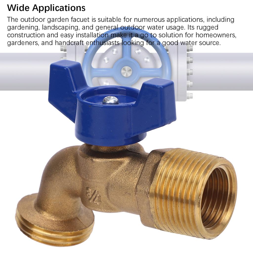 Garden Hose Outlet Valve G3/4in DN20 Male Thread Brass High Temperature Proof Garden Faucet Valve