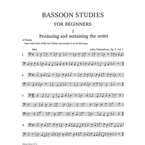 Wittner Weissenborn: Etudes Op. 8 Book 1 (Bassoon Etudes) Peters Publishing