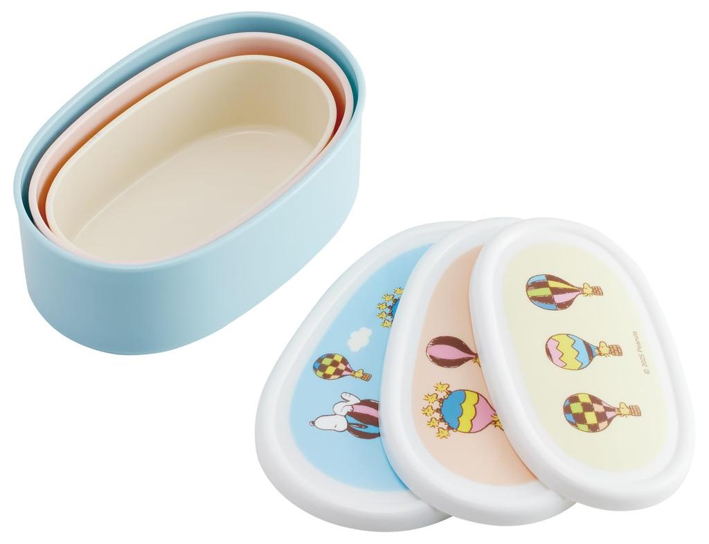 Skater Antibacterial Bento Sealable Storage Made In Set of Snoopy and Woodstock Travel Ag+ Boxes, Containers, Japan, 3, Designs, SRS3SAG-A