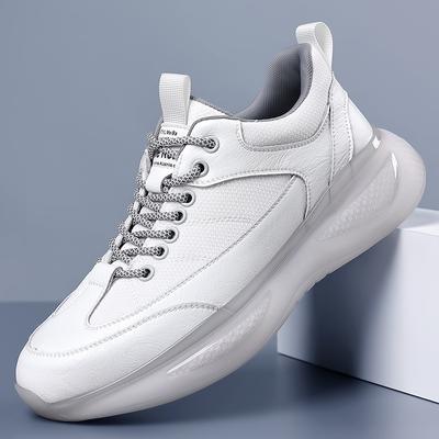 FashionStylish Men's Casual Leather Shoes Lightweight Men Trainers Non-Slip Lace-Up Male Sneakers Soft Travel Ultra-light Treking Shoes