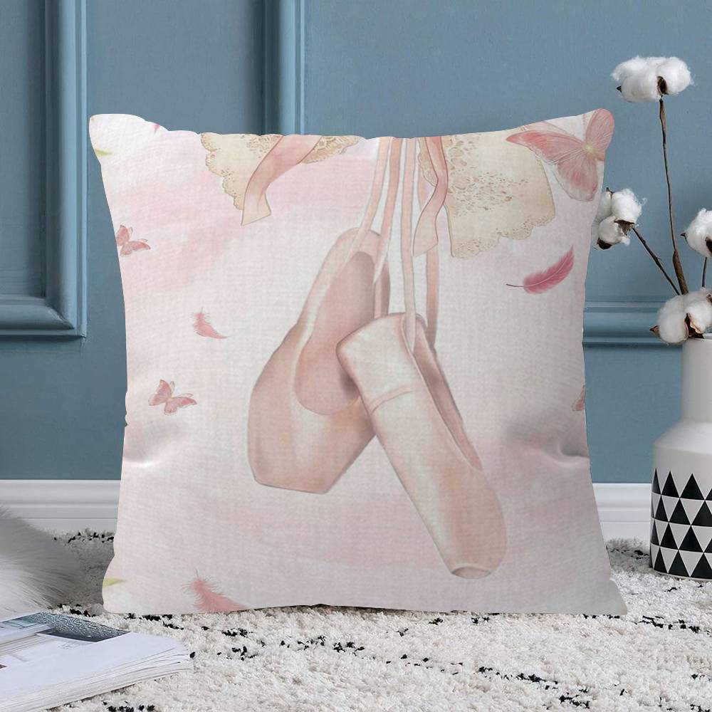 Pink Ballerina Girl Butterfly Pillow Gift Home Office Decoration Bedroom Sofa Car Cushion Cover Case X