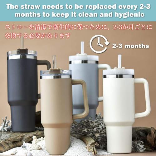 [Limited Edition] Clear Plastic Straws, Reusable with Cleaning Brush, for 40 Oz and 30 Oz Water Cups (6)